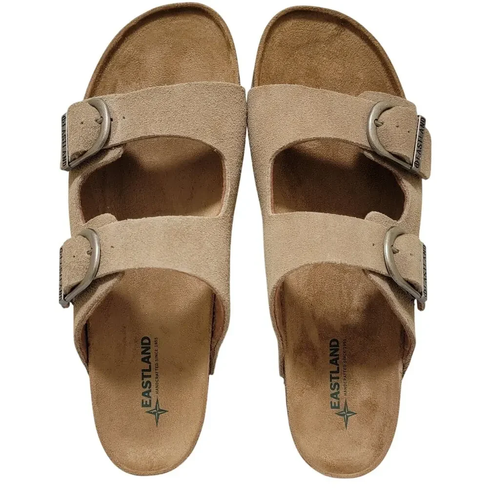 Eastland Men Cambridge Slip On Footbed Sandals Size US 9M Khaki Suede